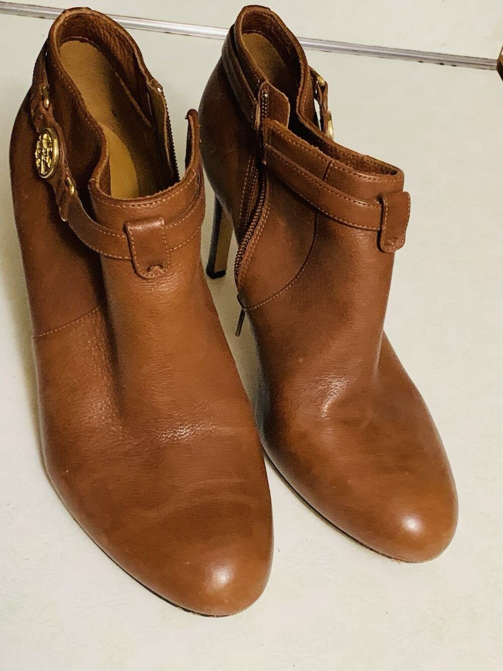 Coach Salene Women's Brown Leather Ankle Bootie Heel Shoes Boots Size 9.5B
